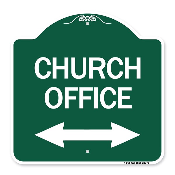 Signmission Church Parking W/ Bidirectional Arrow, Green & White Aluminum Sign, 18" x 18", GW-1818-24273 A-DES-GW-1818-24273 - main
